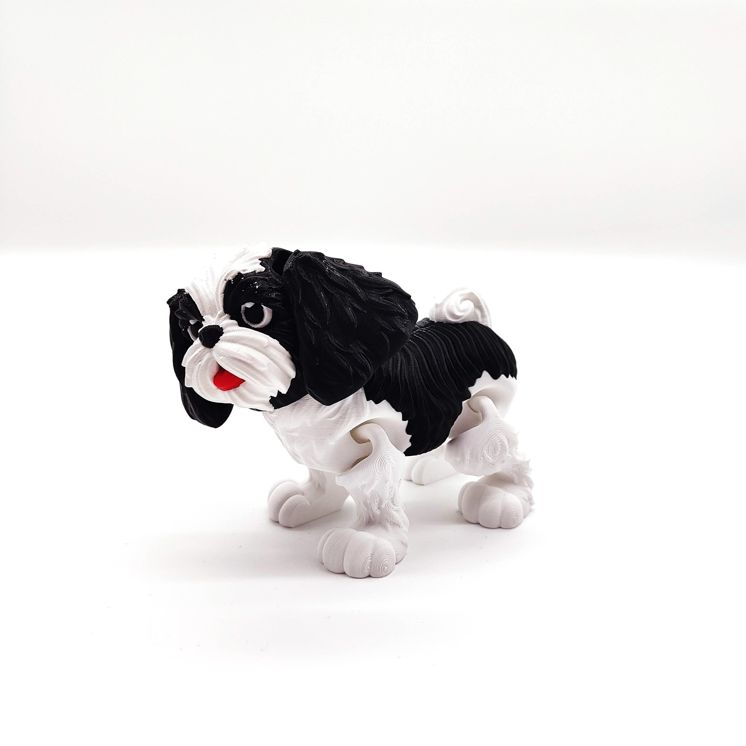 Black and White Shih Tzu Dog Figurine - A Delightful Decorative Piece for Home, Office, or as a Thoughtful Gift for Dog Lovers
